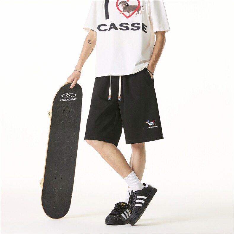 2025夏季新款可爱腊肠狗宽松运动五分裤B315-K25543-特p30控58,男装牛仔裤,电商B315