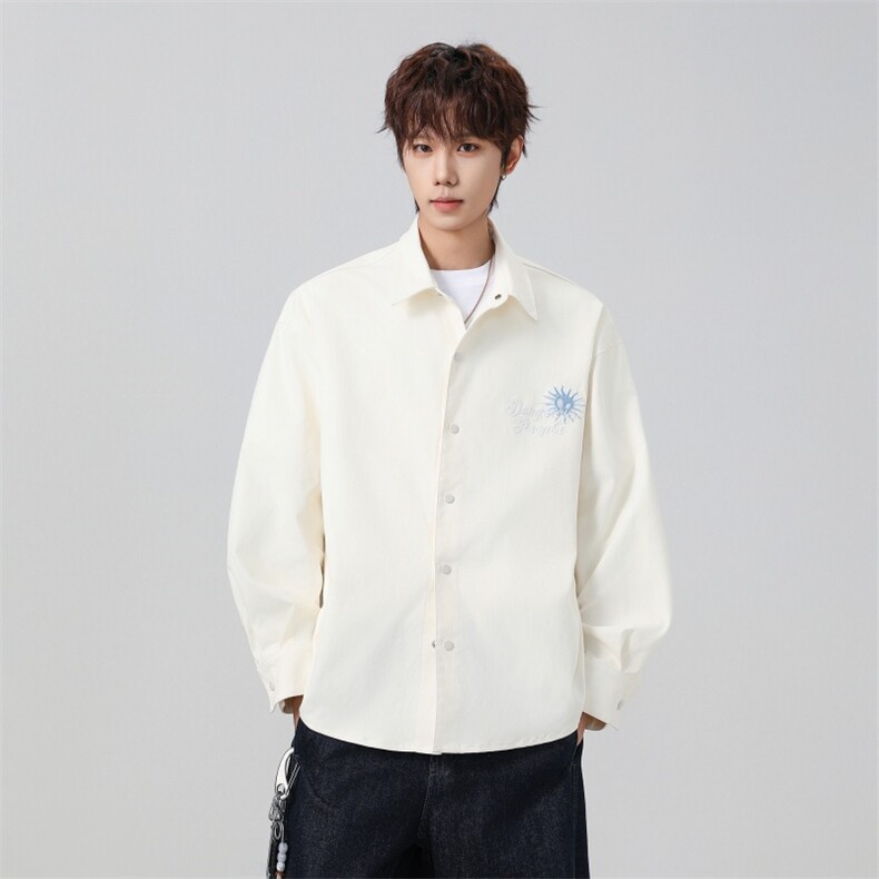 高品质鱼骨纹2026新款百搭翻领长袖衬衫A436-26019-P68118,男装衬衫,电商A436
