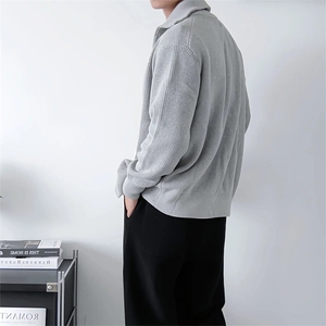 抖音得物 保暖立领拉链针织外套秋冬宽松慵懒风纯色毛衣上衣AM02图片