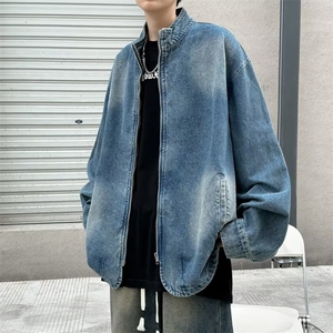 基础款百搭宽松立领牛仔外套 街头美式情侣牛仔衣夹克 JK2125图片