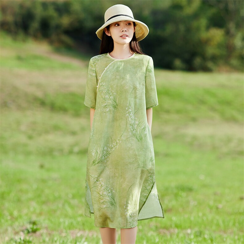 2026年夏季苎麻文艺/优雅旗袍,女装汉服/婚纱/旗袍/礼服,江南依恋