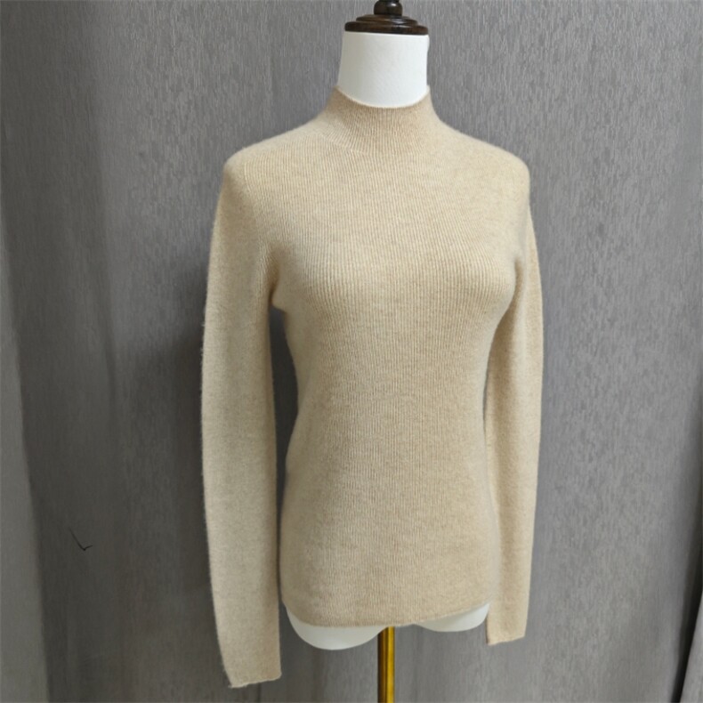 跑量山羊绒抽条半高领打底衫紧身羊绒衫女秋冬针织套头毛衣，女装羊绒衫，温达纯山羊绒