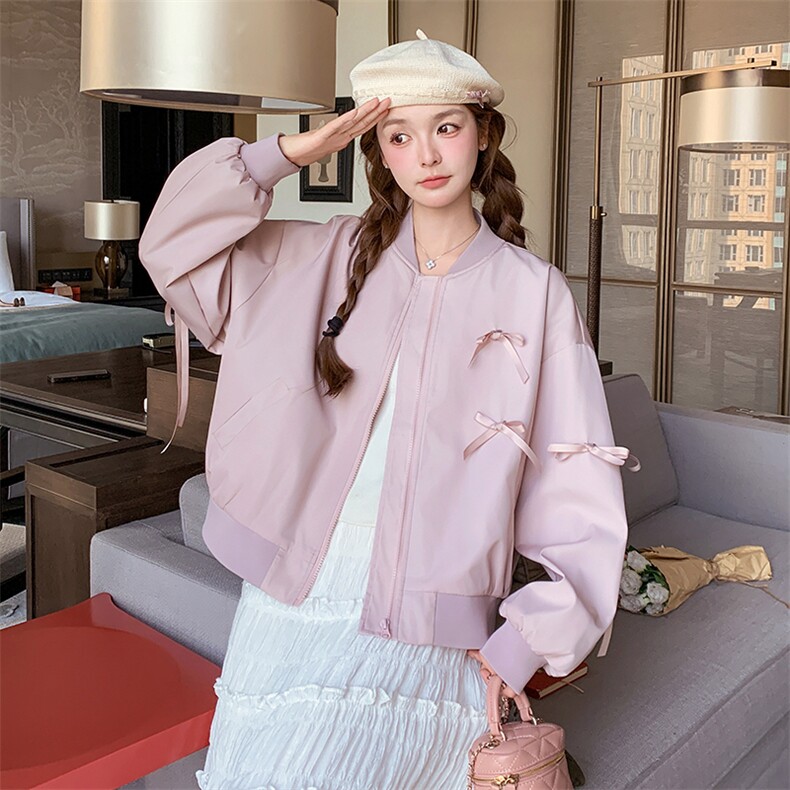 现货蝴蝶结棒球服2536P155控228,女装短外套,2C201