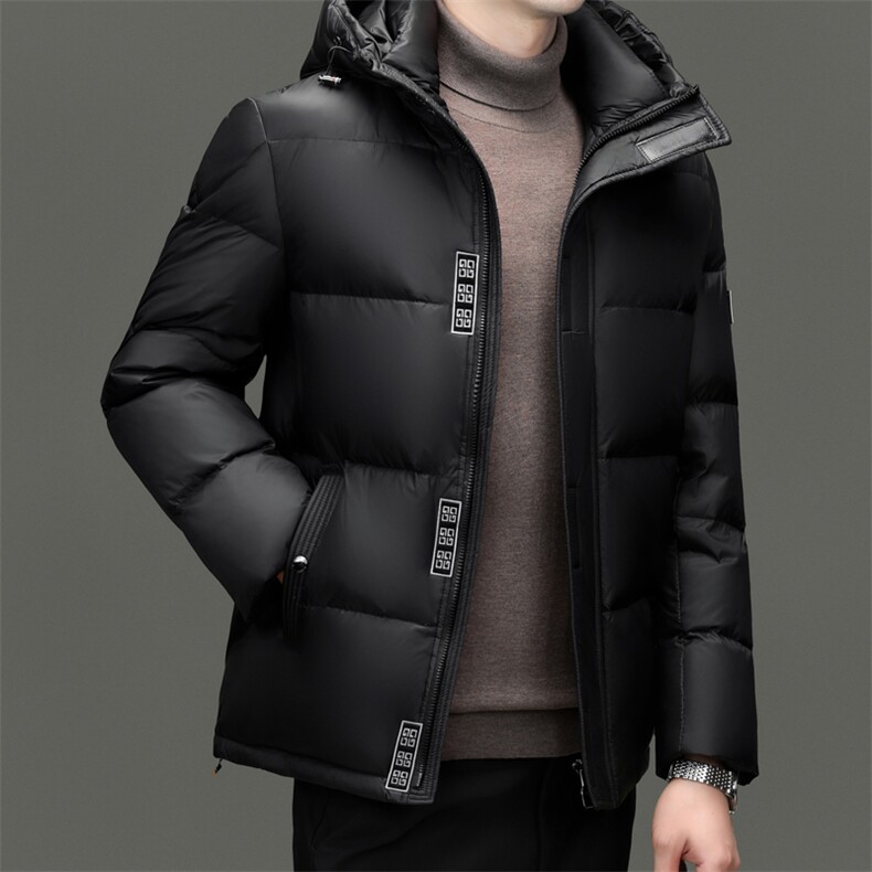 2026冬白鸭绒羽绒服商务男短款加厚连帽保暖高级外套男士潮服,男装羽绒服,钱塘6003（原4033）