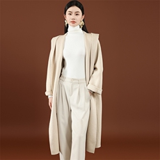 2025年秋季通勤简约休闲双面呢子大衣连帽，女装双面呢大衣，琳尚羊绒