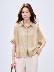 长期现货2026夏季新款提花衬衫女中老年妈妈装宽松天丝T恤上衣潮，女装衬衫，璐依舞