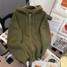 秋款男连帽毛衣拉链抽绳宽松针织衫休闲外套M264P65，男装针织衫/毛衣，星座1013-1