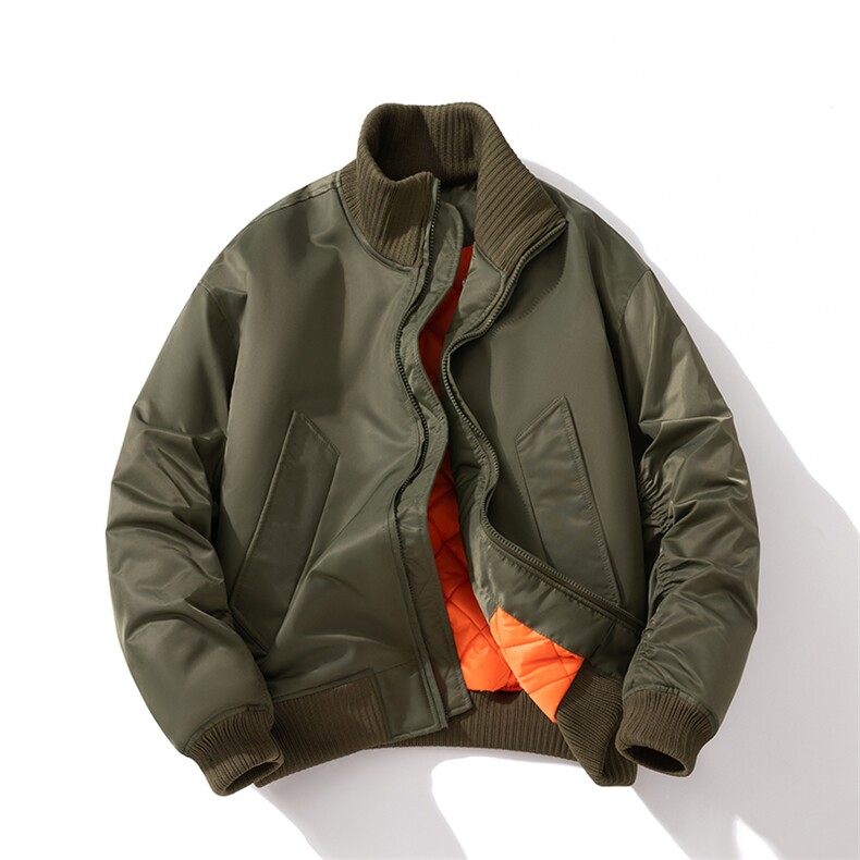 现货 2色秋冬带帽可拆卸针织立领飞行服外套棉服夹克图片
