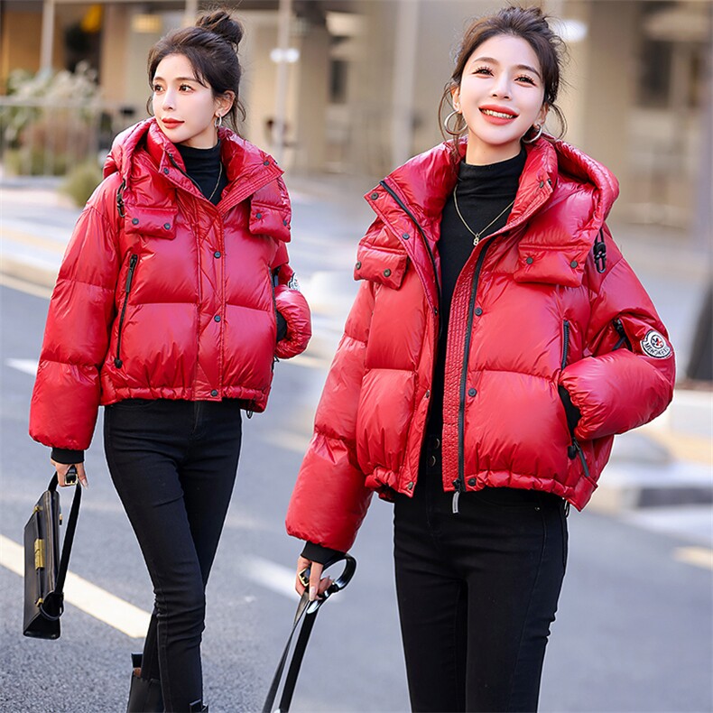亮面羽绒服女短款冬季2026新款今年流行小个子90白鸭绒外套现货!，女装羽绒服，一安秀