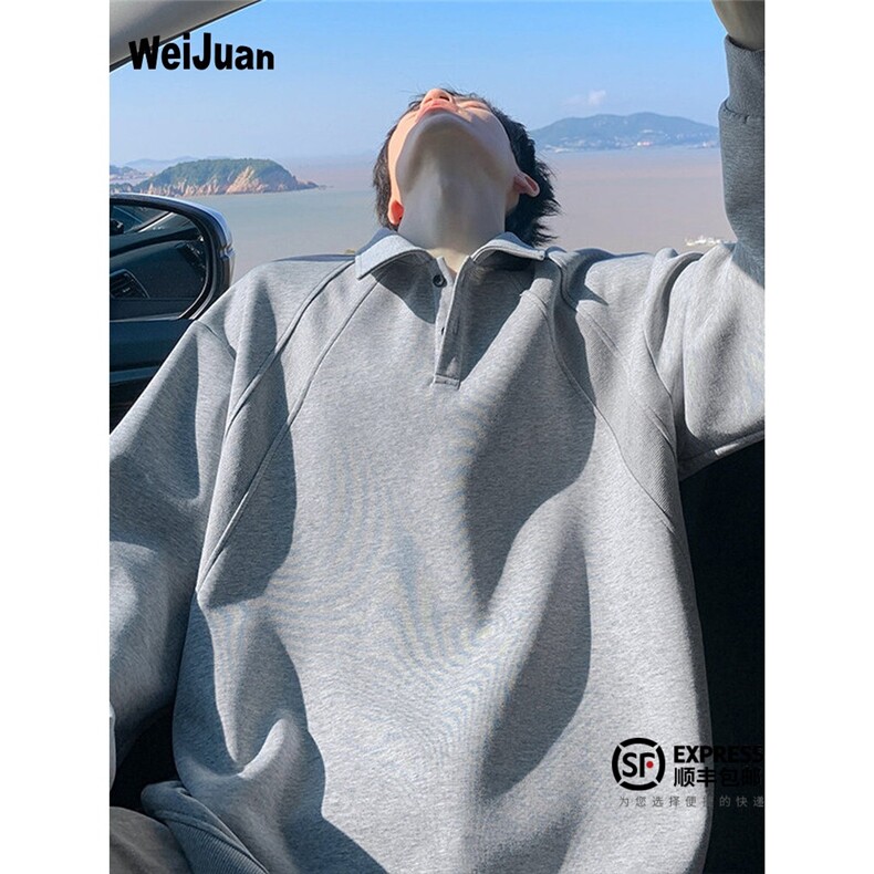 港风秋款男polo领卫衣宽松拼接休闲外套WY0188P50，女装短外套，星座1013-1