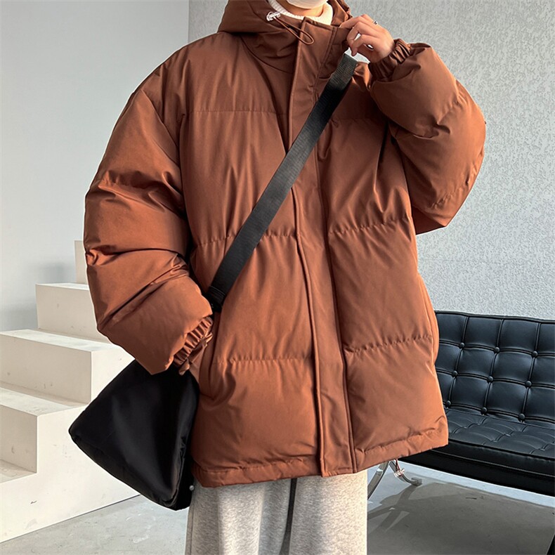 新款冬季日系简约保暖加厚连帽抽绳休闲宽松棉衣外套男MY9086-P90,男装棉衣,电商A128
