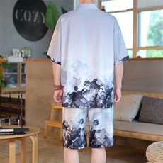 风唐装两件套男装复古盘扣上衣新中式套装，男装休闲套装，星座1206（原A206）