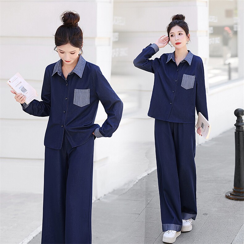 时尚简约大方气质优雅收腰显瘦休闲修身百搭牛仔两件套年秋季，女装套装/套裙，梦依杭