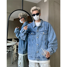 24款牛仔夹克宽松韩版字母刺绣工装潮流水洗外套N608/P105，男装夹克，星座202