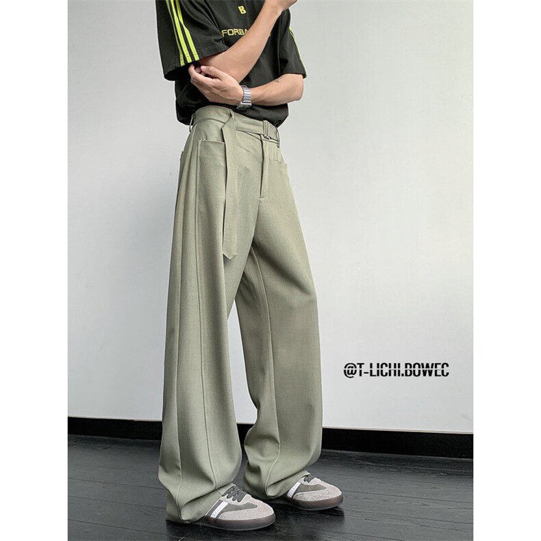 2026新款腰带设计垂感西裤解构立体裁剪潮流冰丝裤504-K238-特P40，男装西裤，星座504