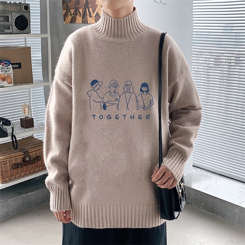 M18191-P45加绒款-P65半高领毛衣男士大码针织衫男毛线衣男,男装针织衫/毛衣,电商A040