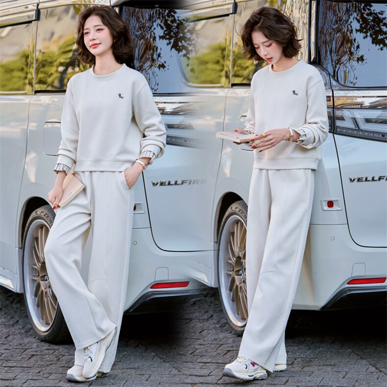 时尚休闲运动女2025春秋新款连帽拼接宽松上衣高腰裤,女装卫衣/绒衫,梦懿尔