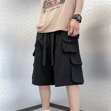 日系潮牌男夏季松紧抽绳休闲宽松大口袋工装五分短裤DK01109-P42，男装休闲裤，星座308B-1