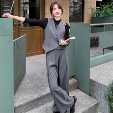 西装马甲套装女2025秋穿搭通勤韩版阔腿裤高级时尚休闲职业三件套，女装套装/套裙，2D078