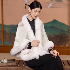 芷墨2025年冬季新款复古中式简约通勤短款斗篷外套显高显瘦加绒，女装毛呢外套，芷墨服饰