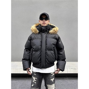 网图秋冬新款休闲百搭连帽毛领PU加厚情侣棉服MY5241TP85