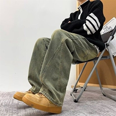 2025新款复古水洗牛仔裤潮牌宽松直筒阔腿裤现货K8239-P49，男装牛仔裤，星座512-3