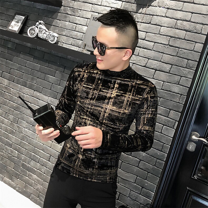 店主风T恤男长袖针织衫外穿网红半高领金大格打底衫A068-QS12-P45,男装T恤,星座419（原A233）