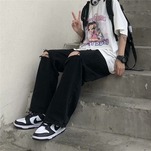 黑暗系破洞牛仔裤男韩版潮2026夏季新款ins帅气休闲裤K327-P40图片
