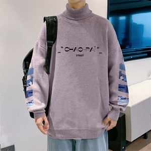 ！2023秋冬新款男士高领毛衣潮牌百搭针织衫上衣毛线M706P60图片