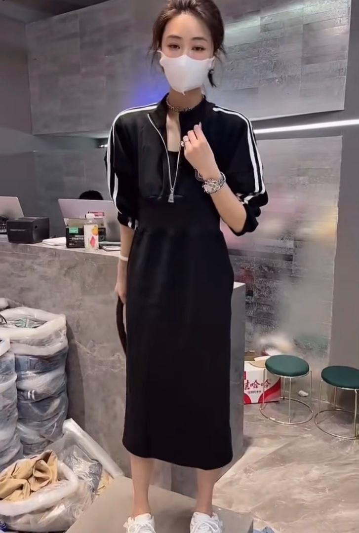 新款简约气质百搭长袖连衣裙,女装连衣裙,L·H·X