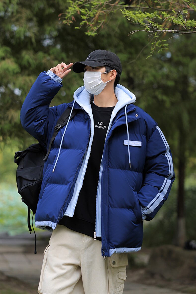 棉衣男冬新款男士青年保暖棉服情侣款假两件加厚连帽外套M082-P65,男装棉衣,星座1403A