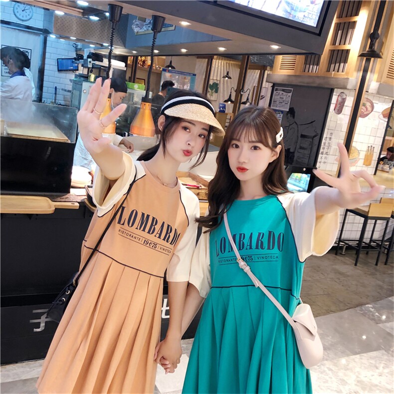 现货2021夏季新款印花字母T桖连衣裙浙宝292A货号T032,女装连衣裙,时倾STUDIO