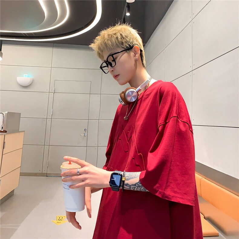 港风山钢印印花大码短袖T恤男DT77786P25块特价控48：供抖音视频,男装T恤,星座227-7