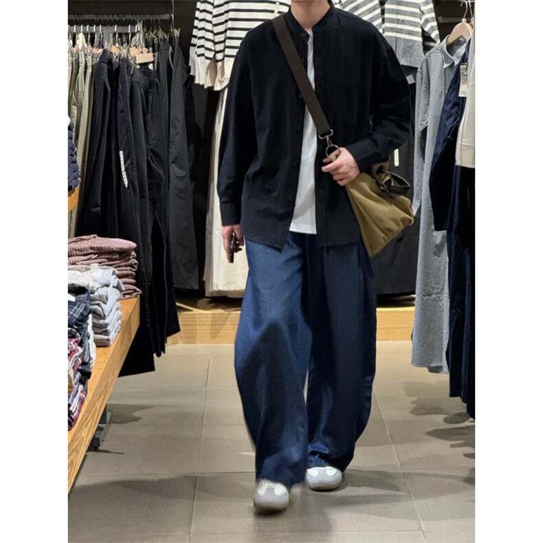 长袖立领仿麻休闲衬衫1302-GC67-P40控68成分100棉,男装衬衫,星座1302
