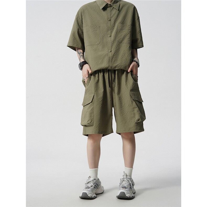 XTZ2539-特P50控89100聚酯纤维宽松休闲运动五分裤套装男,男装牛仔裤,电商B370