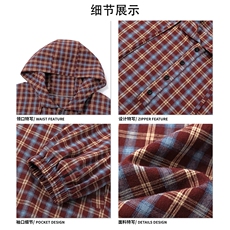 慵懒落肩休闲氛围上衣复古格纹日系CityBoy套头上衣HY902TP45控88，男装卫衣，电商A102B