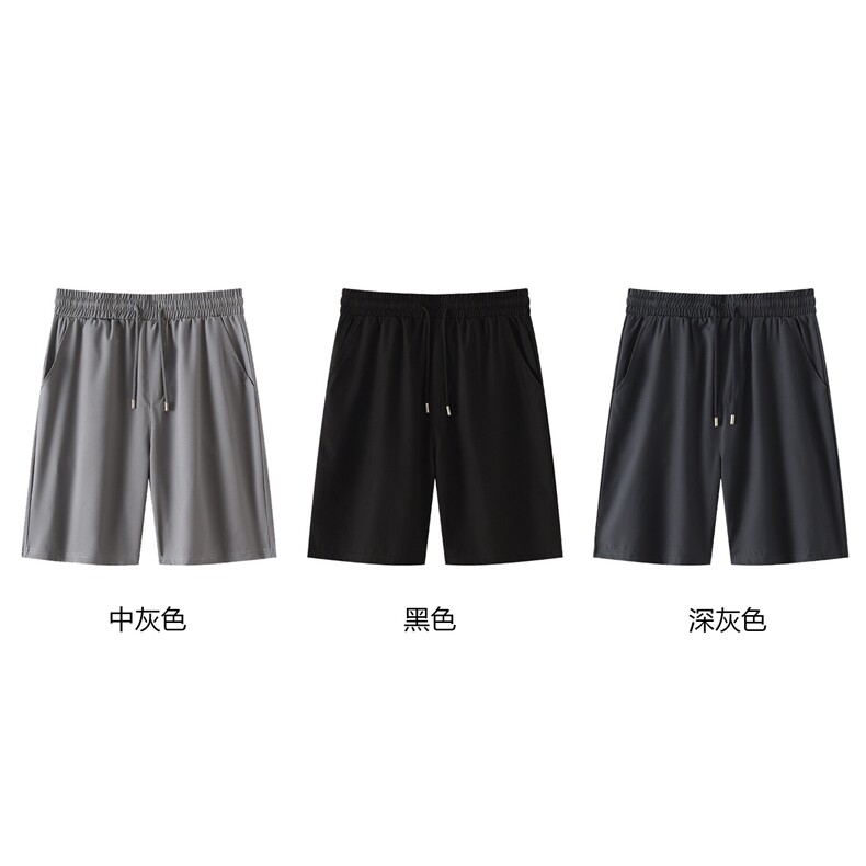 抖音得物二开夏季冰感透气速干轻薄舒适简约纯色休闲冰丝短裤图片