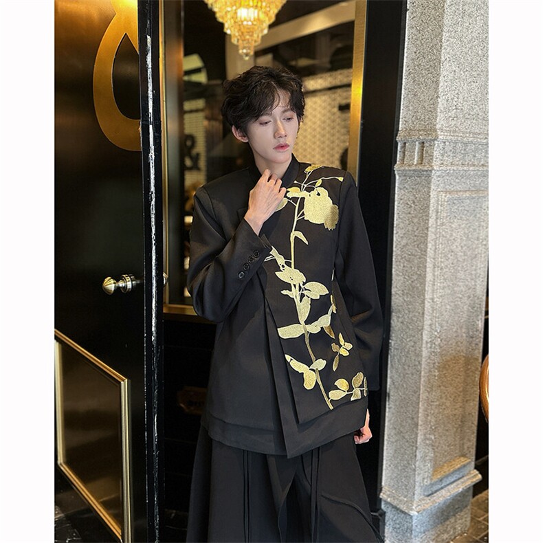 现货！25礼服西装重工系列刺绣新中式立领西服外套XZ124-P178,男装西服,电商B288