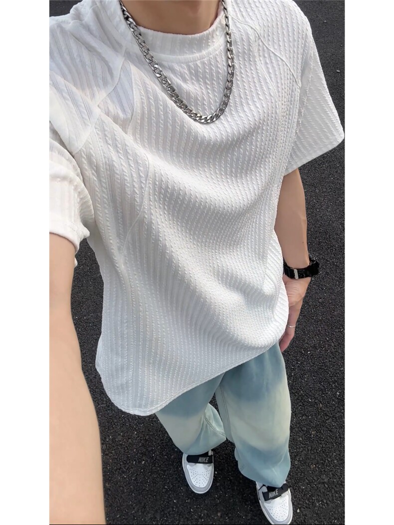 XZ809A/JL02/特P24/控48肌理感拼接圆领T恤,男装T恤,星座809A(原222-1)