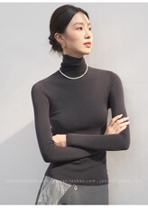 春季新款简约大气舒适半高领打底衫长袖，女装针织衫/毛衣，挚尚羊绒