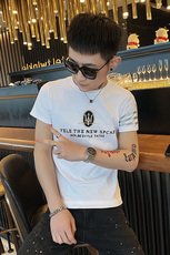 312A-7315-P35新款社会小伙短袖T恤修身男士潮流半袖体恤B，男装T恤，星座312A-5