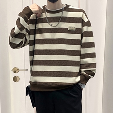 现货春秋潮流百搭青年条纹卫衣拼色条纹圆领卫衣TW6191-P63，男装卫衣，星座1105-3