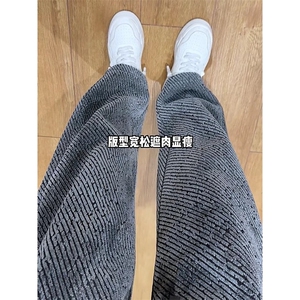 春季美式斜阔腿休闲裤男高级感宽松百搭显瘦直筒卫裤WLK722-P39图片