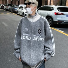 针织开衫男士韩版潮流高街字母提花刺绣2024冬季ins毛衣MZ629-P67，男装针织衫/毛衣，星座412-2