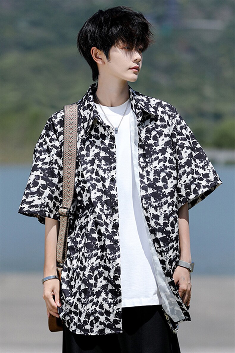 8XL-M花衬衫男短袖夏季薄款冰丝半袖宽松大码休闲外套DC28008P38,男装衬衫,电商B312