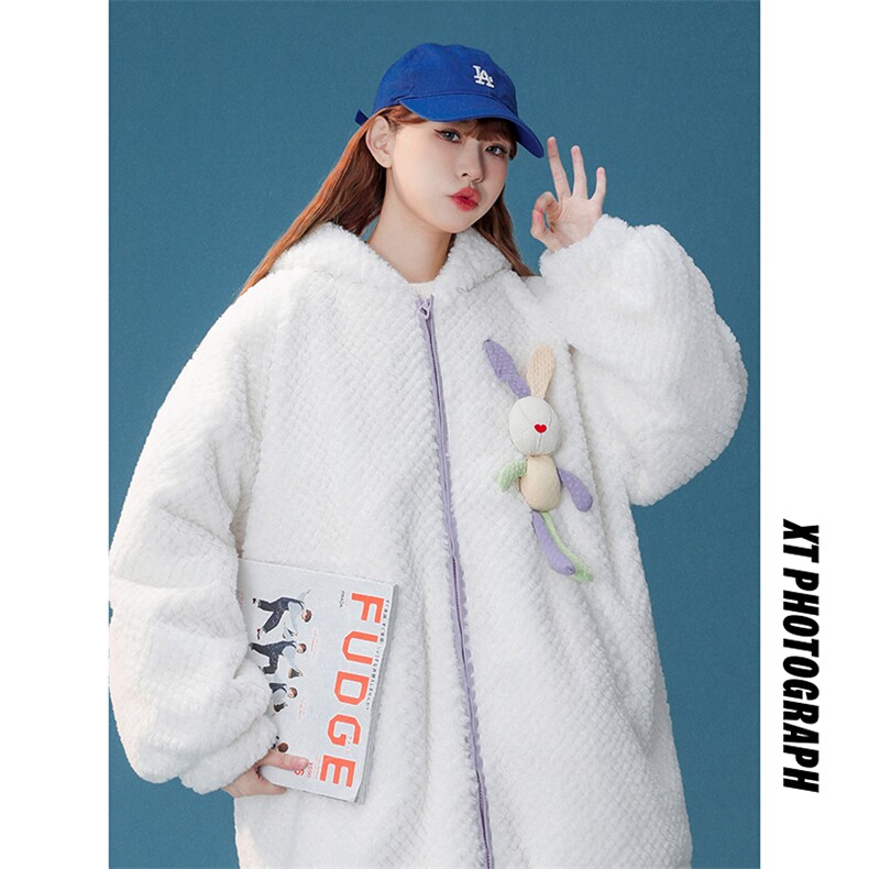 新款可爱兔兔羊羔毛棉衣加厚棉服中性风 225-2-20539-P135图片