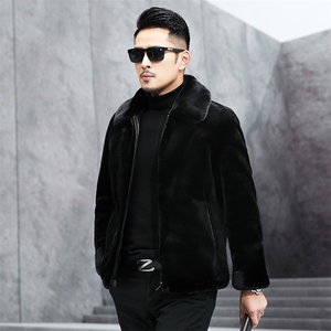 GBN8602冬季新款男士金貂绒外套短款翻领夹克仿貂绒男装P180图片