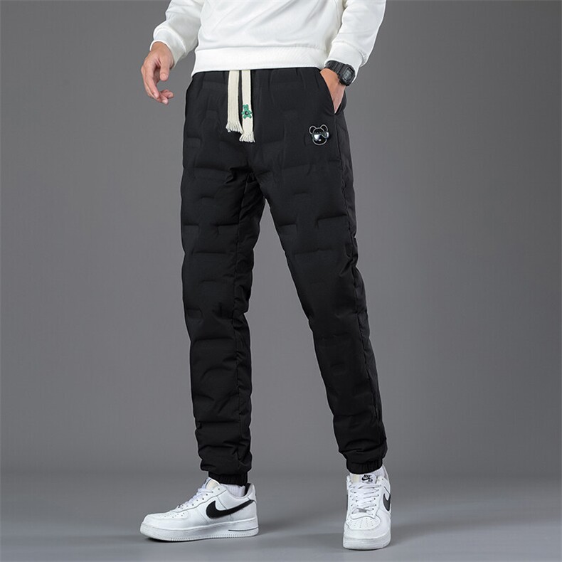 男士羽绒裤外穿新款冬季加厚白鸭绒裤抗寒长裤子抽绳长裤，男装棉裤，钱塘6003（原4033）