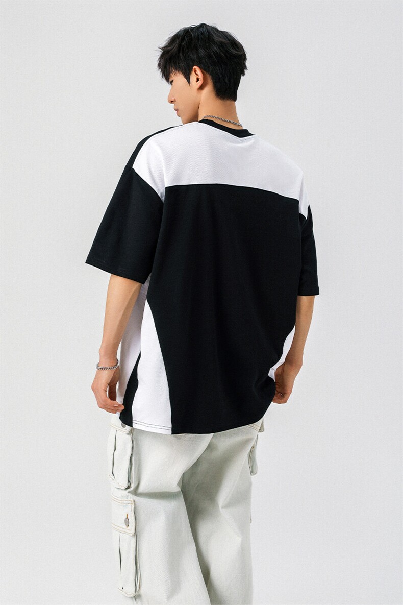 凉感双色拼接设计羽毛球球服大码M-5XL短袖T恤男DX78029P50控78,男装T恤,星座226-1
