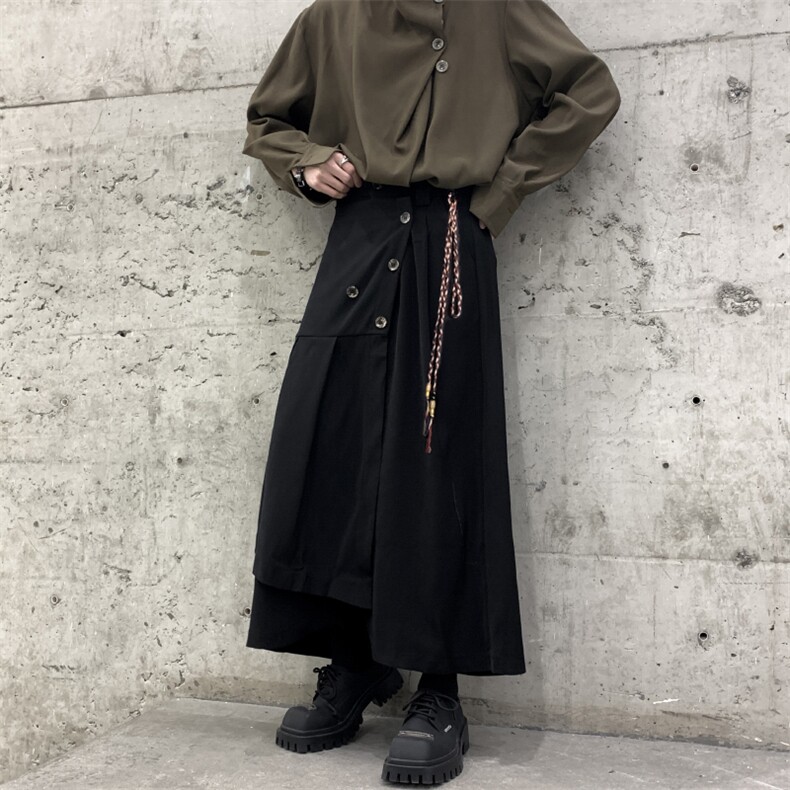 春装小众山本耀司暗黑摇滚宽松阔腿裙裤男女无性别穿搭裙裤裙子,男装休闲裤,星座909